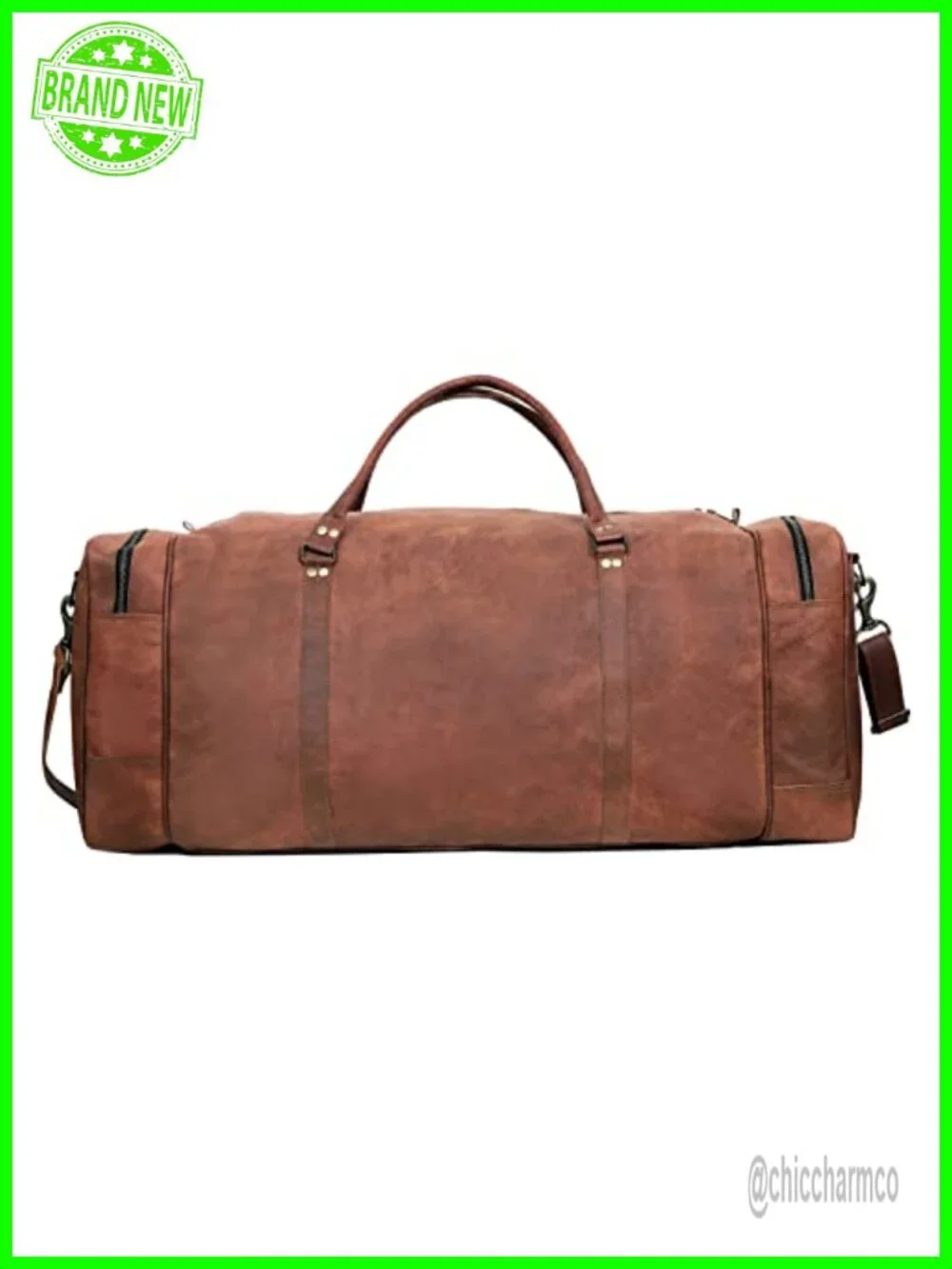 Handcrafted Full-Grain Leather Duffle Bag Travel Weekender Carry On 30 Inch